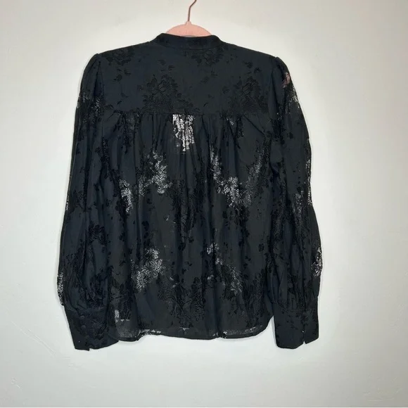 NWT Bardot Eliza Black Lace Button-Up Blouse Victorian Goth Size Small US4 - Picture 2 of 9